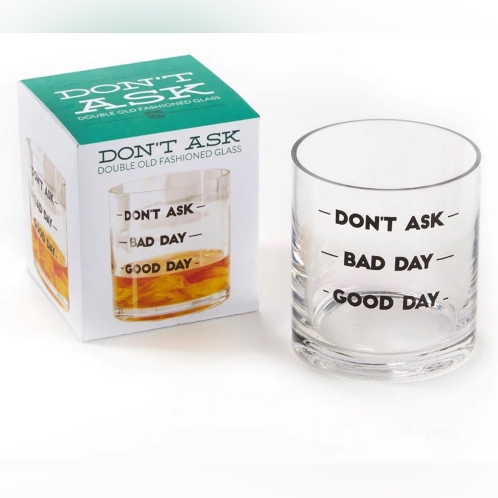 Crystal Double Old Fashioned Glass Barware Humor Gift Barware NEW!